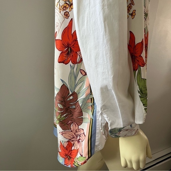 TEMPO Paris Women’s Hi Low Floral V Neck Pull Over Blouse mixed patterns M - Picture 6 of 13